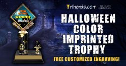 New Halloween Color Imprinted Trophy
