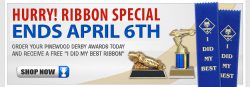 Pinewood Derby Ribbon Special Ending April 6th